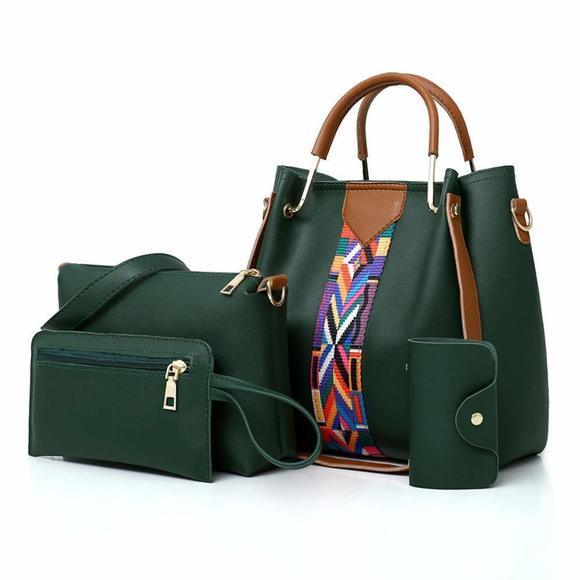 Handbag Set 4 In 1 Soft Pu Leather Top Handle Bag, Tote Bag, Shoulder ^_^ - Picture 1 of 4